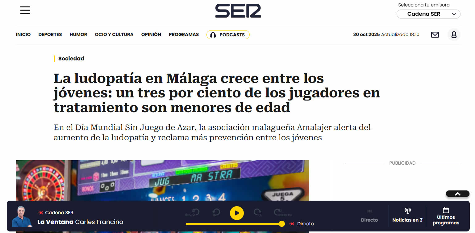 Día sin juego 2025 Amalajer en la cadena SER 